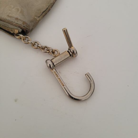 Gucci Logo Key Ring Fob Wallet Zip Pouch Monogram White Leather Compact Fair - Picture 6 of 11